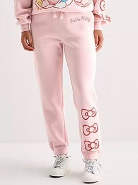 Hello Kitty Light Pink Jogger Sweatpants with Bow Motif